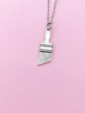 Silver Paintbrush Charm Necklace, Artist Gifts, N1507Z