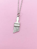 Silver Paintbrush Charm Necklace, Artist Gifts, N1507Z