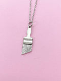 Silver Paintbrush Charm Necklace, Artist Gifts, N1507Z