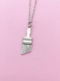 Silver Paintbrush Charm Necklace, Artist Gifts, N1507Z