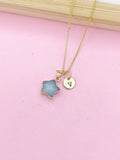 Gold Natural White Jade Star Necklace, Gemstone Jewelry Gifts, Personalized Gifts, N5330