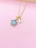 Gold Natural White Jade Star Necklace, Gemstone Jewelry Gifts, Personalized Gifts, N5330