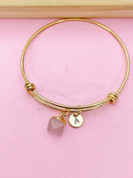 Rose Quartz Bracelet, Natural Gemstone Jewelry, N3926