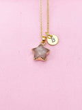 Gold Strawberry Quartz Star Necklace, Natural Gemstone Jewelry, N4272