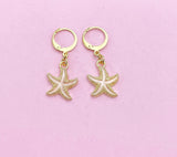 Pink Starfish Earrings in Gold, Nautical Earrings, N3188