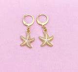 Pink Starfish Earrings in Gold, Nautical Earrings, N3188
