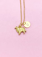 Gold Collie Dog Charm Necklace, N507