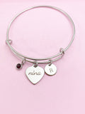 Stainless Steel Heart Nina Bracelet, Best Christmas Gift for Nina, N4193B