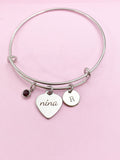 Stainless Steel Heart Nina Bracelet, Best Christmas Gift for Nina, N4193B