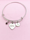 Stainless Steel Heart Nina Bracelet, Best Christmas Gift for Nina, N4193B
