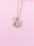 Rose Gold Allah Necklace, Arabic CZ Diamond Pendant, Initial Charm