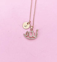 Rose Gold Allah Necklace, Arabic Jewelry, Arabic CZ Diamond Jewelry, Dainty Necklace, Personalized Gift, N5632