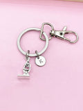 Silver Microscope Keychain, Initial Charm, Science Gift