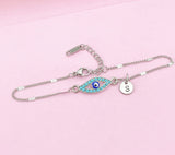 Silver Blue Evil Eye Charm Bracelet, N1309A