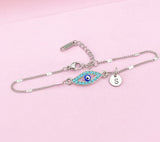 Silver Blue Evil Eye Charm Bracelet, N1309A