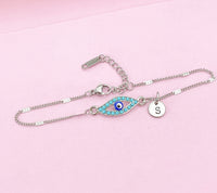 Silver Blue Evil Eye Charm Bracelet, N1309A