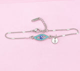 Silver Blue Evil Eye Charm Bracelet, N1309A
