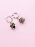 Silver Rhodonite Earrings, Natural Gemstone Jewelry N3968A