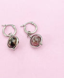 Silver Rhodonite Earrings, Natural Gemstone Jewelry N3968A