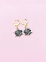 Halloween Earrings, Black Spider Web Earrings, N2991