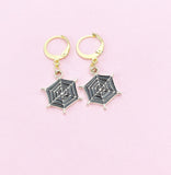 Halloween Earrings, Black Spider Web Earrings, N2991