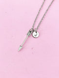 Silver Arrow Sagittarius Charm Necklace, Personalized Gift, N1544