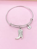Silver Cowboy Boot Bracelet, Cowboy Boot Charm, N5041