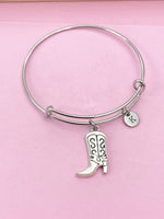 Silver Cowboy Boot Bracelet, Cowboy Boot Charm, N5041