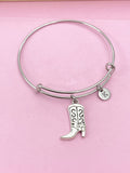Silver Cowboy Boot Bracelet, Cowboy Boot Charm, N5041