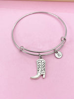 Silver Cowboy Boot Bracelet, Cowboy Boot Charm, N5041
