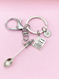 Silver Cookbook Cross Crown Spoon Charm Keychain, N5686