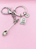 Silver Cookbook Cross Crown Spoon Charm Keychain, N5686