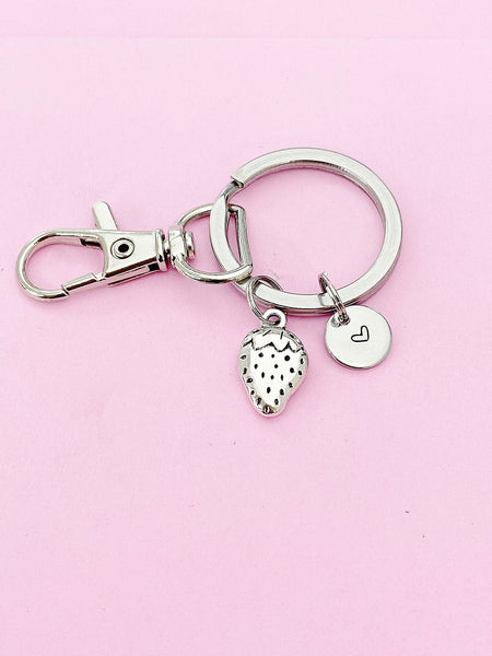 Silver Strawberry Charm Keychain Christmas Jewelry Gifts, N355