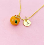 Gold Orange Charm Necklace Fruits Foodie Jewelry Gift, Birthday Gifts, Personalized Customized Gifts, N5161