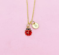 Gold Red Ladybug Insect Charm Necklace Best Seller Christmas Gifts, N4555