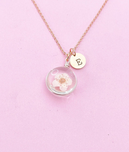 Real Dried Press Flower Necklace, Japanese Girlfriend Gift, N3162A