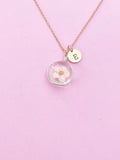 Real Dried Press Flower Necklace, Japanese Girlfriend Gift, N3162A