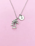 Silver Coconut Palm Tree Charm Necklace, N5689