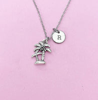 Silver Coconut Palm Tree Charm Necklace, N5689