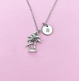 Silver Coconut Palm Tree Charm Necklace, N5689