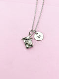 Silver Sushi Plate Charm Necklace, N478C