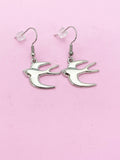 Silver Swallow Bird Charm Earrings Mother's Day Gifts Ideas, N2749A