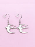 Silver Swallow Bird Charm Earrings Mother's Day Gifts Ideas, N2749A