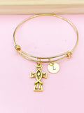 Gold Crucifix Cross Jesus Fish Charm Bracelet, N1703A
