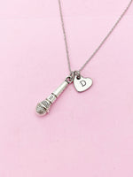 Silver Microphone Charm Necklace, Mic Charm, Speaker Gift, N2625A