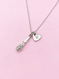 Silver Microphone Charm Necklace, Mic Charm, Speaker Gift, N2625A
