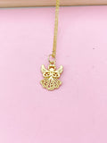 Gold Guardian Angel Charm Necklace, N286D
