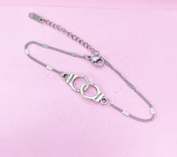 Silver Handcuff Charm Bracelet, Handcuff Freedom Jewelry, N1483A