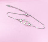 Silver Handcuff Charm Bracelet, Handcuff Freedom Jewelry, N1483A