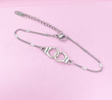 Silver Handcuff Charm Bracelet, Handcuff Freedom Jewelry, N1483A